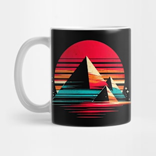 Retro Sunset Pyramids of Giza Design Mug